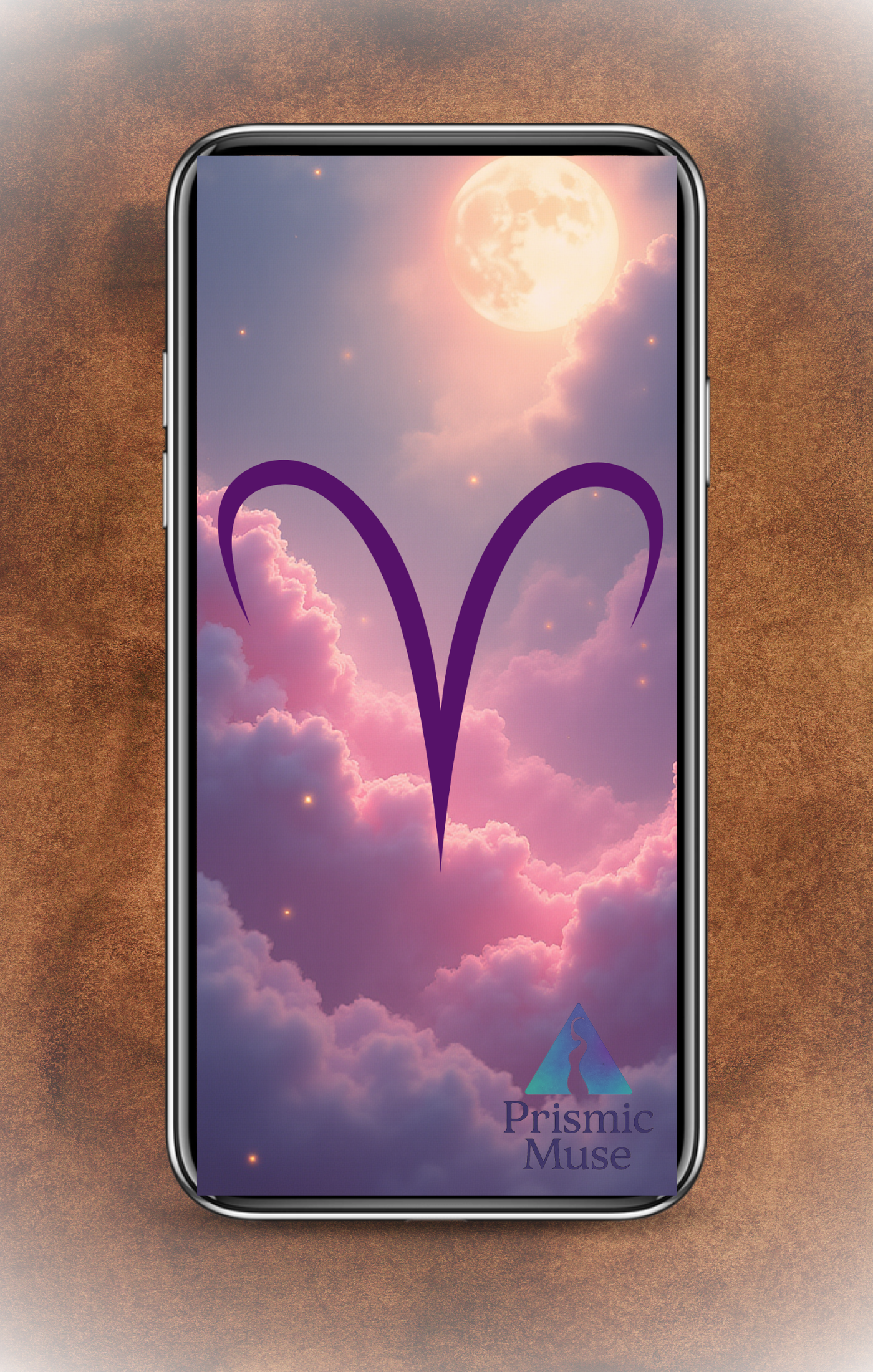 Aries celestial pink home screen wallpaper - mystical zodiac icons by Prismic Muse