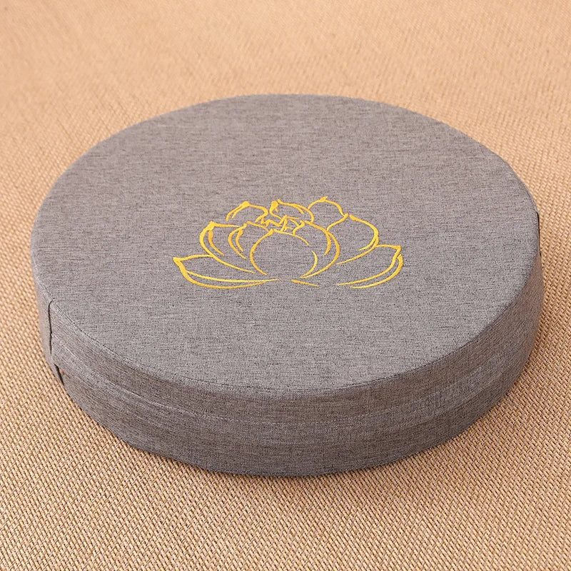 Lotus Meditation Cushion 40×6 cm | Linen Yoga Floor Pillow