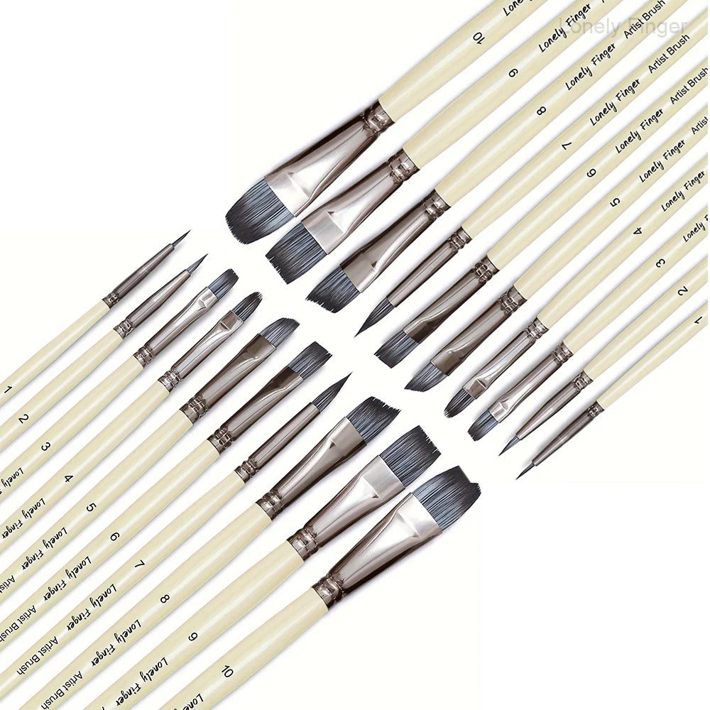 10/20pcs Artist Paint Brush Set - Soft nylon brushes for Acrylic, Oil, Watercolor, or Gouache painting