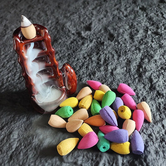 🌈 Backflow Incense Cones – 20-Pack Natural Aromatherapy Cones