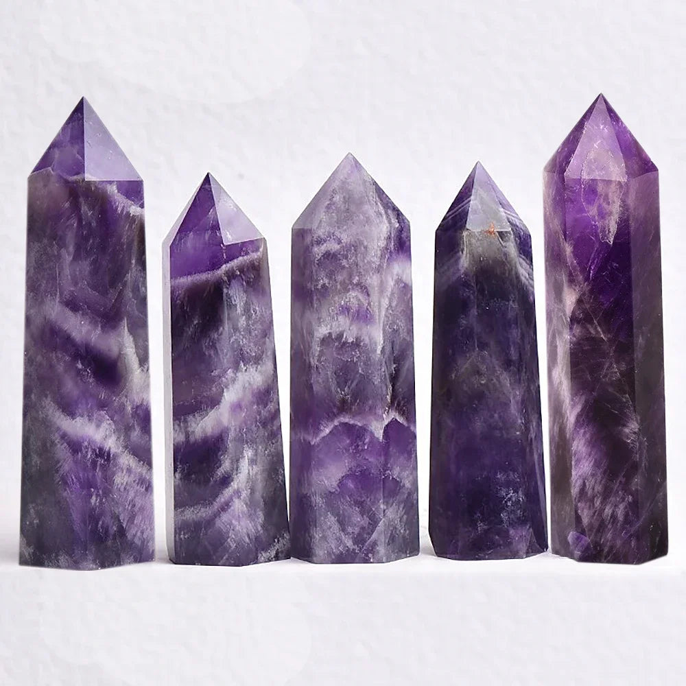 Prismic Gemstone Energy Tower – 50–60mm Polished Crystal Point