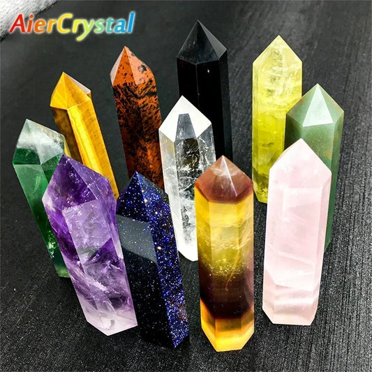Prismic Gemstone Energy Tower – 50–60mm Polished Crystal Point