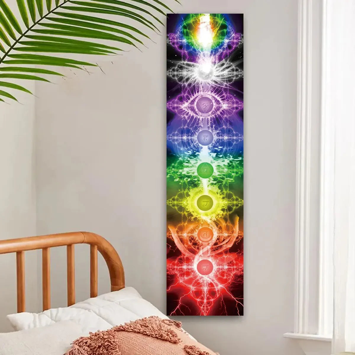 Seven Chakra Vertical Wall Tapestry – Yoga & Meditation Energy Banner for Sacred Spaces