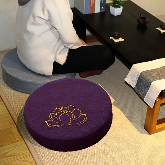 Lotus Meditation Cushion 40×6 cm | Linen Yoga Floor Pillow