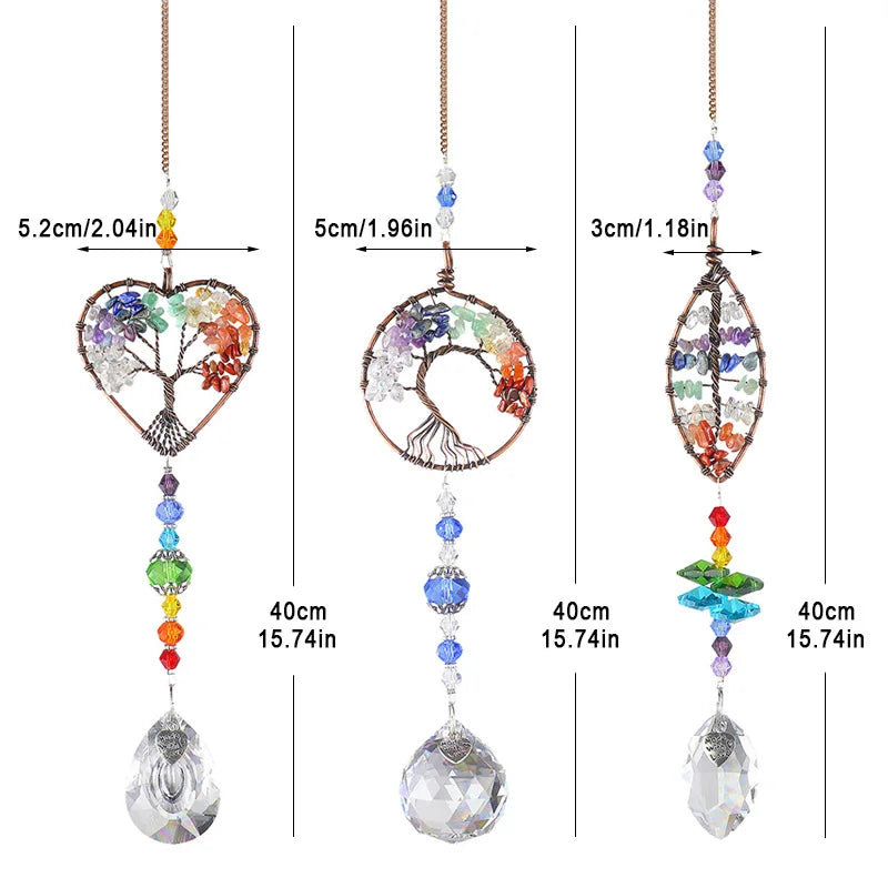 Tree of Life Rainbow Crystal Light Catcher – Chakra Sun Prism Pendant