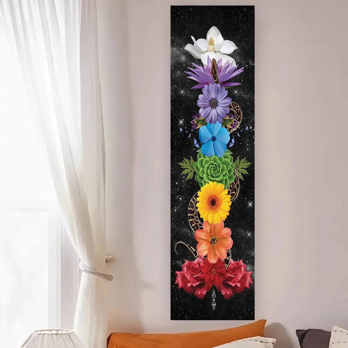 Seven Chakra Vertical Wall Tapestry – Yoga & Meditation Energy Banner for Sacred Spaces