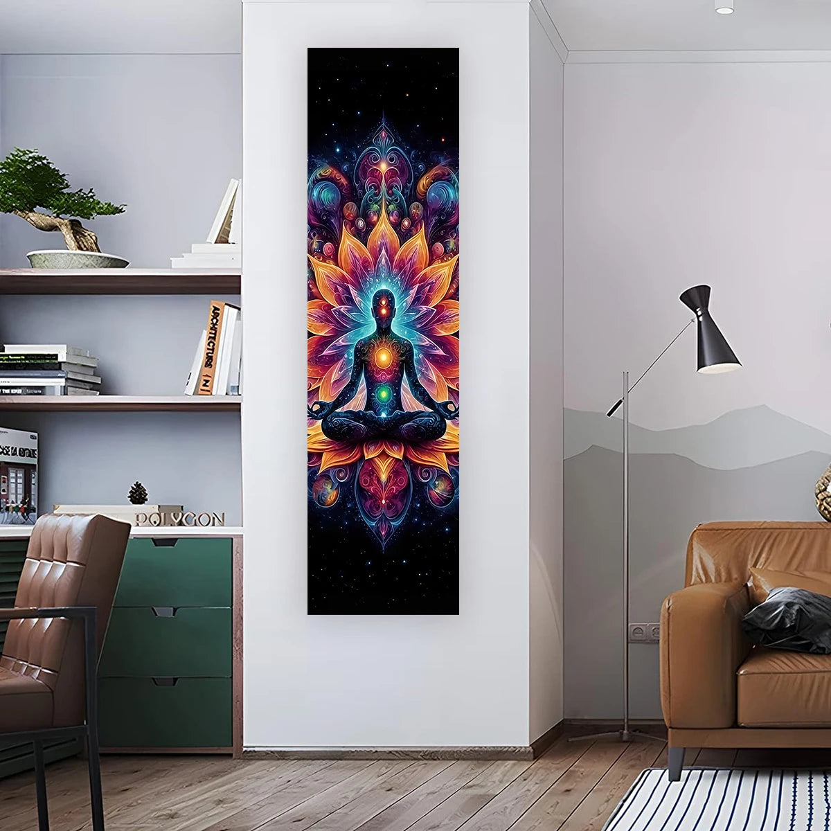 Seven Chakra Vertical Wall Tapestry – Yoga & Meditation Energy Banner for Sacred Spaces