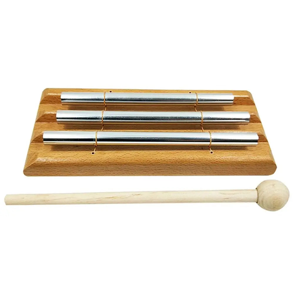 Wooden 3-tone meditation chime with metal bars and mallet