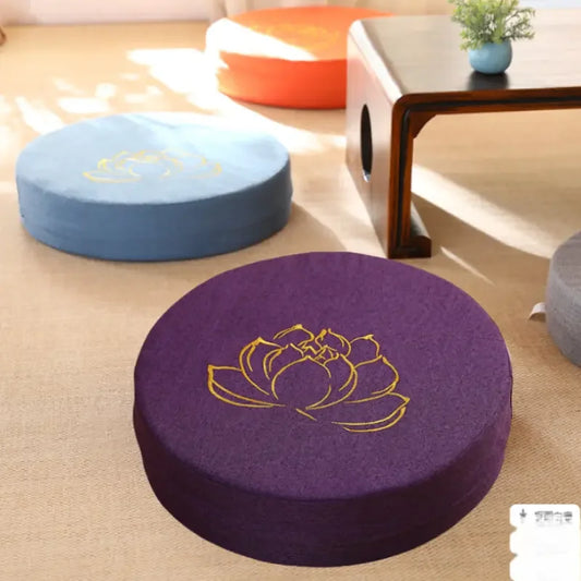 Lotus Meditation Cushion 40×6 cm | Linen Yoga Floor Pillow