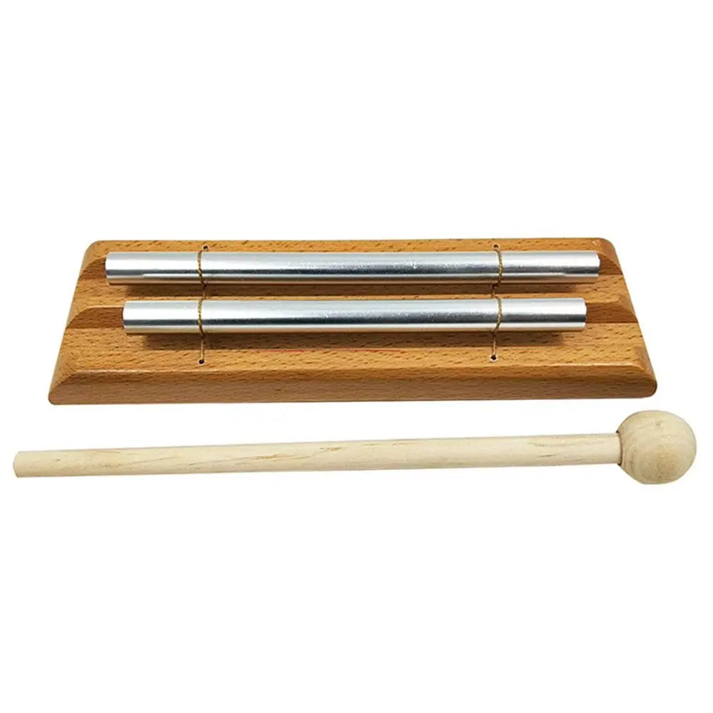 Wooden 2-tone meditation chime with metal bars and mallet