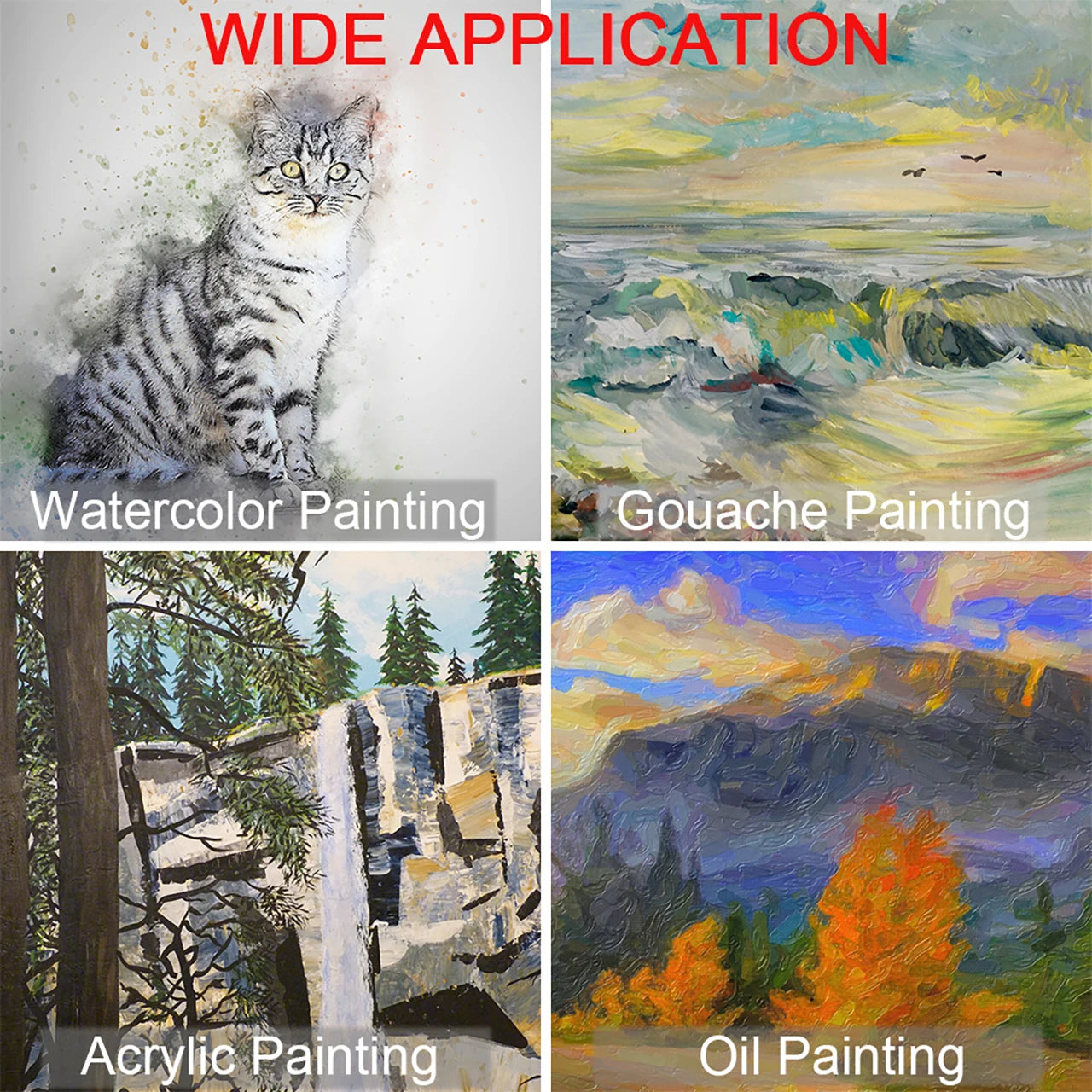 10/20pcs Artist Paint Brush Set - Soft nylon brushes for Acrylic, Oil, Watercolor, or Gouache painting