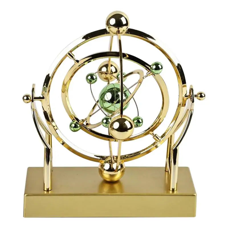 gold celestial orbit perpetual motion sculpture cosmic kinetic desk decor