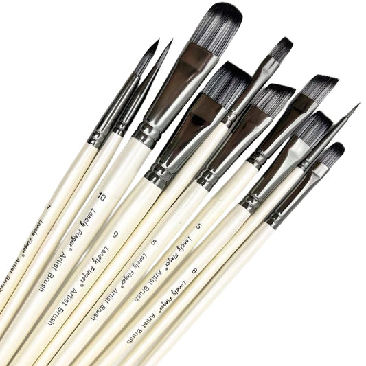 10/20pcs Artist Paint Brush Set - Soft nylon brushes for Acrylic, Oil, Watercolor, or Gouache painting