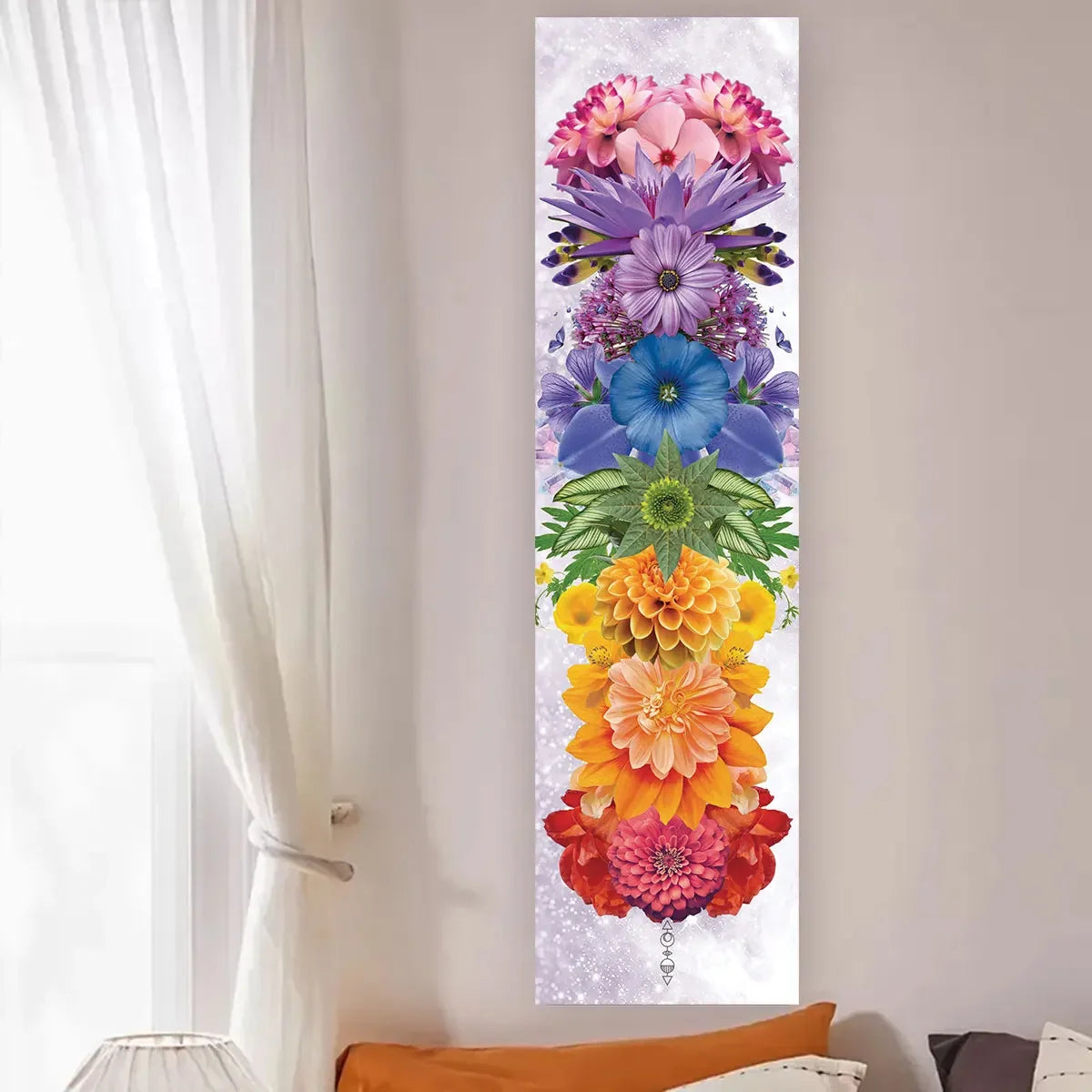 Seven Chakra Vertical Wall Tapestry – Yoga & Meditation Energy Banner for Sacred Spaces