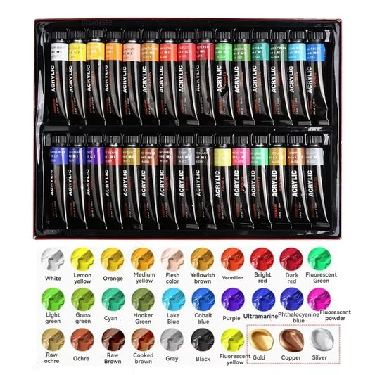 24-Color Acrylic Paint Set 12ml | Acrylics for Canvas & Crafts